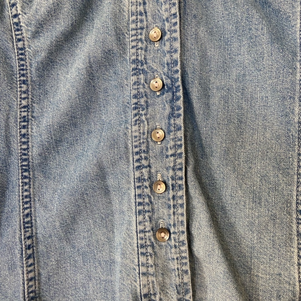 Rebecca Taylor Light Blue Ruffled Denim Top - Picture 3 of 6